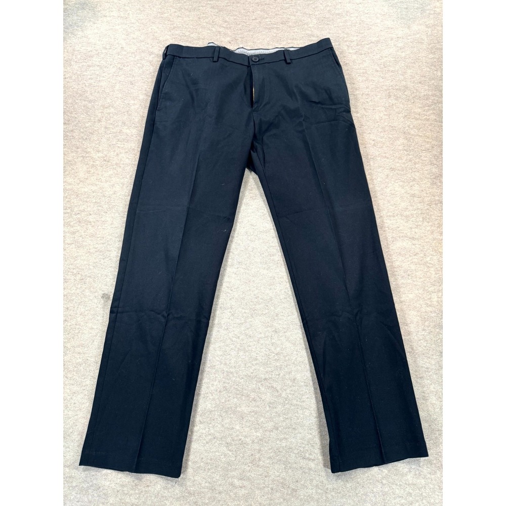 Haggar Iron Free Premium Khakis Pants Mens 38x32 Black Twill Perfect Fit Cotton